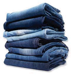 stack of blue jeans
